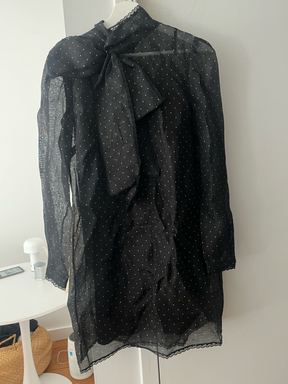 Zimmermann Sheer Black Polka Dot Long Sleeve Blouse size 1
